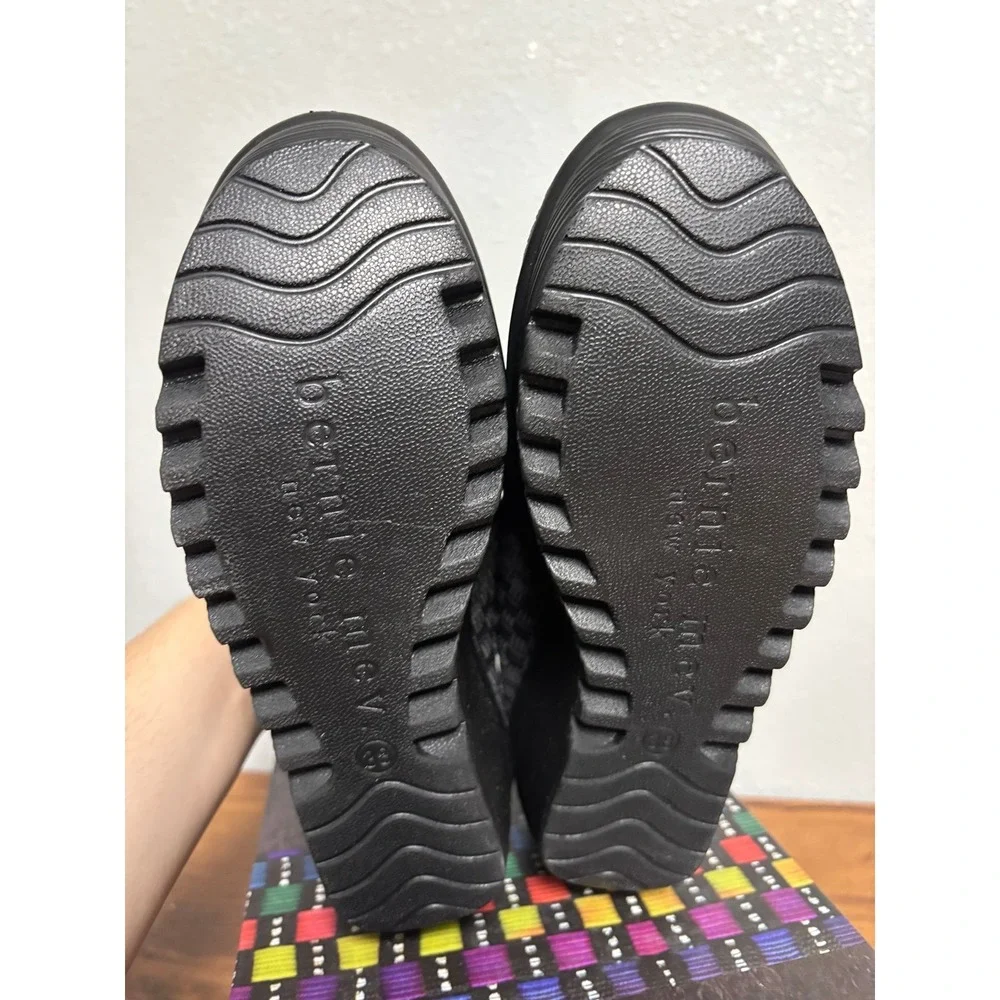 Bernie Mev Lulia Black Woven Wedge Mary Jane Shoes Size 38 US 7.5-8